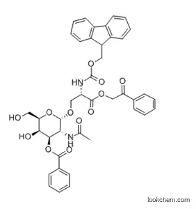 Molecular Structure of 172939-67-2 (3-O-Benzoyl-N-acetyl-a-D-galactosaminyl-1-O-N-(Fmoc)serine Phenacylester)